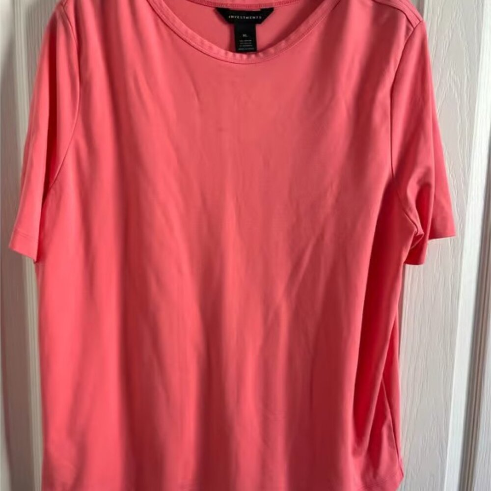 Pink Short Sleeve Top by Investments size XL Rayon Nylon Spandex